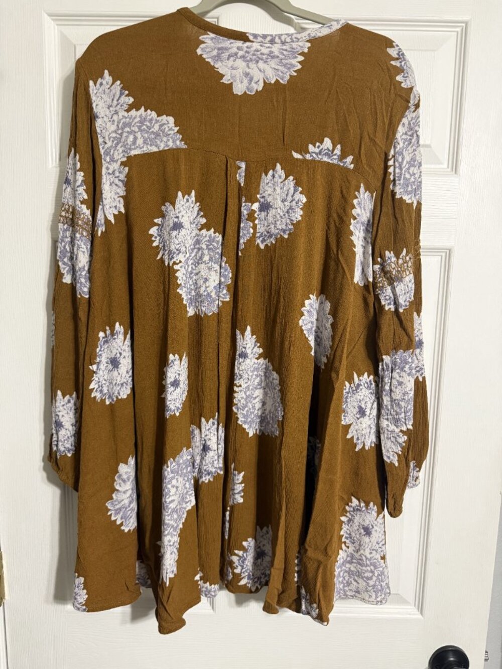 Free People Brown Tunic Dress with White Floral Print - Picture 2 of 3